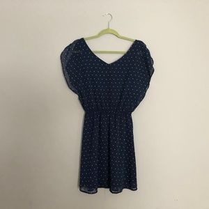 Navy, flutter-sleeve dress